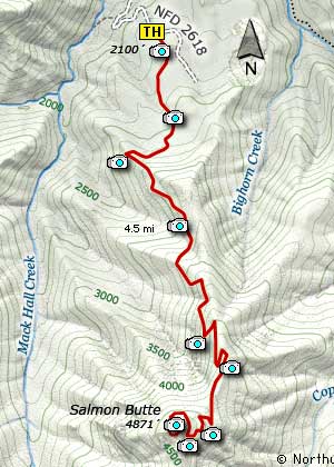 Salmon Butte trail map