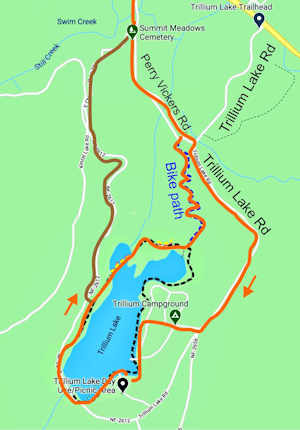 Trillium Lake bike ride route