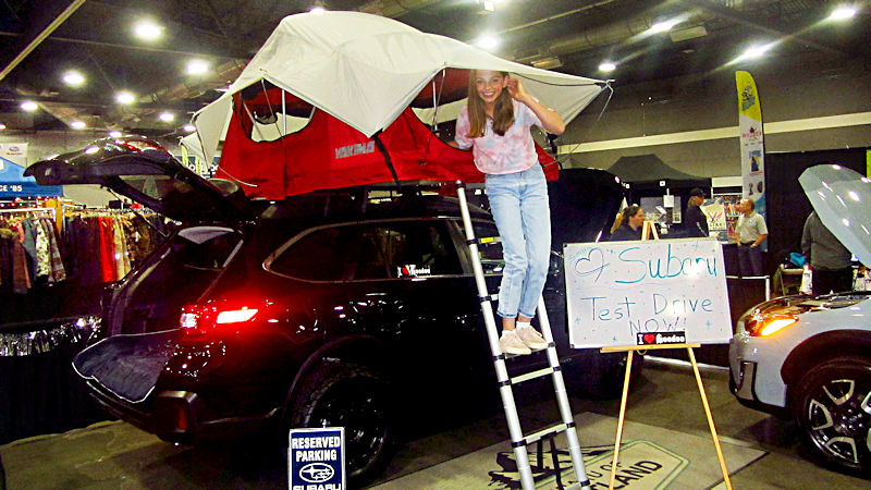 Subaru and tent