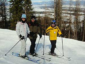Deirdre, Jim and Alan at Tamarack ski area, Idaho.