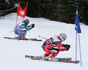 Racers in a tuck