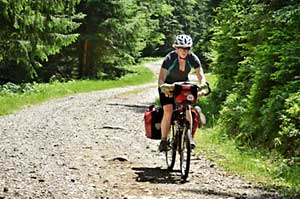 Bike riding on a gravel road