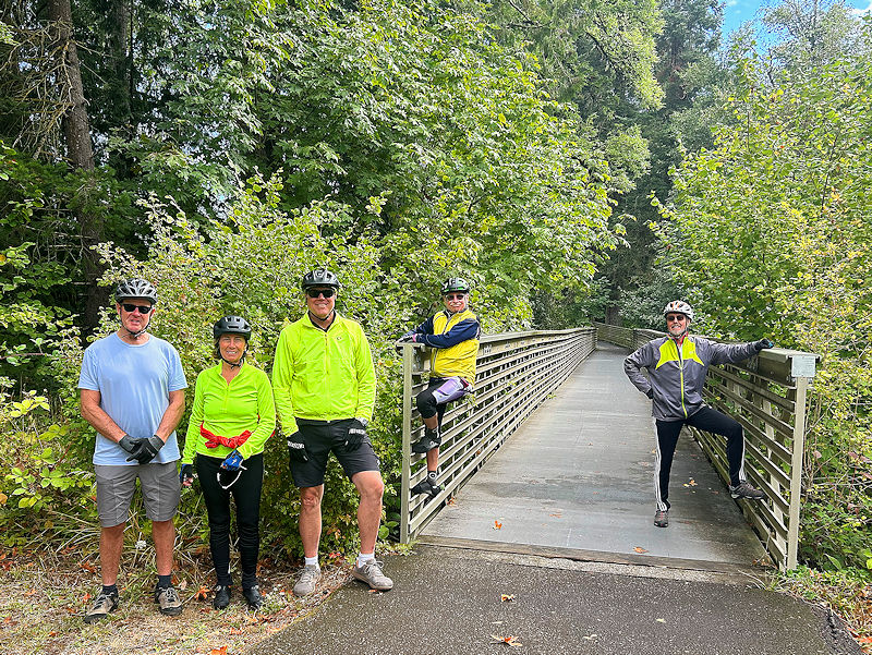 Group by the bridge, with Toni