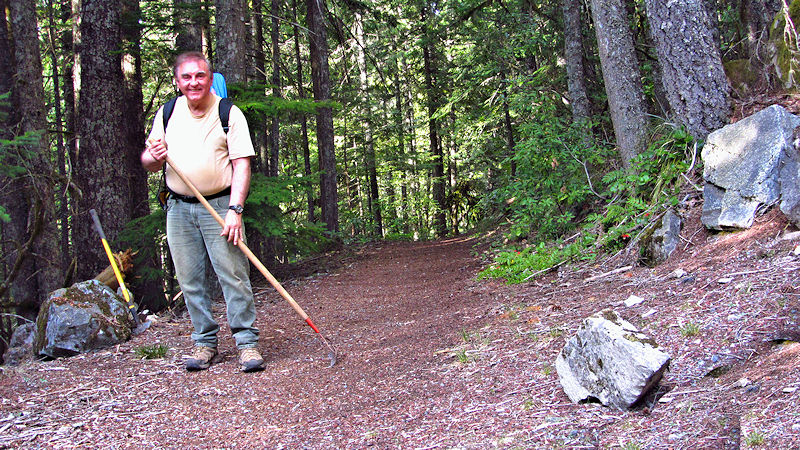 Raking the path clean